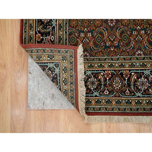 6'x9'5" Red, Herati All Over Fish Design Hand Knotted, 250 KPSI Wool, Dense Weave, Oriental Rug FWR390654