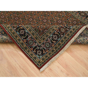 6'x9'5" Red, Herati All Over Fish Design Hand Knotted, 250 KPSI Wool, Dense Weave, Oriental Rug FWR390654