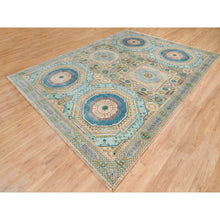 Load image into Gallery viewer, 9&#39;x12&#39;1&quot; Colorful, Hand Knotted Mamluk Design with Geometric Medallions, Textured Wool and Silk, Oriental Rug FWR390828