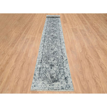 Load image into Gallery viewer, 2&#39;8&quot;x20&#39; Gray, Wool And Pure Silk Hand Knotted, Broken Persian Design, XL Runner Oriental Rug FWR391284
