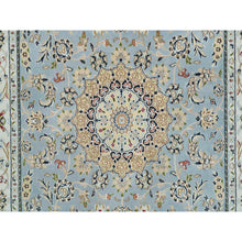 Load image into Gallery viewer, 5&#39;x8&#39;1&quot; Light Blue, Hand Knotted Nain with Center Medallion Flower Design, 250 KPSI Soft Wool, Oriental Rug FWR391698