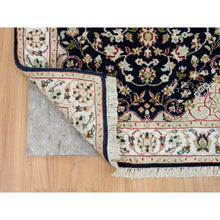 Load image into Gallery viewer, 2&#39;8&quot;x19&#39;2&quot; Midnight Blue, Nain with Center Medallion Flower Design, 250 KPSI, Hand Knotted, Extra Soft Wool, XL Runner Oriental Rug FWR392046