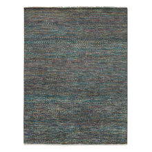 Load image into Gallery viewer, 8&#39;x10&#39;2&quot; Colorful, Modern Striae Design Soft Pile, Wool and Sari Silk Hand Knotted, Oriental Rug FWR392490
