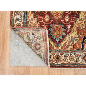 2'6"x23'10" Terracotta Red, Antiqued Fine Heriz Re-Creation, Natural Dyes Densely Woven, Natural Wool Hand Knotted, Runner Oriental Rug FWR392970