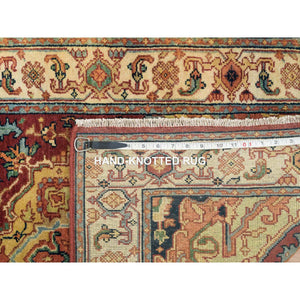 2'7"x22' Terracotta Red, Hand Knotted Antiqued Fine Heriz Re-Creation, Natural Dyes Dense Weave, Extra Soft Wool, XL Runner Oriental Rug FWR392976