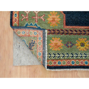 9'1"x12'1" Navy Blue, Thick and Plush, Natural Wool, Hand Knotted, Colorful Samarkand Design Oriental Rug FWR393972