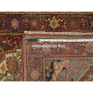2'7"x16'2" Terracotta Red, Vegetable Dyes, Hand Knotted, Soft Wool, Antiqued Fine Heriz Re-Creation, Densely Woven, XL Runner Oriental Rug FWR394326