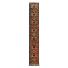 Load image into Gallery viewer, 2&#39;6&quot;x22&#39; Terracotta Red, Antiqued Fine Heriz Re-Creation, Natural Dyes, Dense Weave, Hand Knotted, Pure Wool, Runner Oriental Rug FWR394362