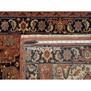 2'6"x22' Terracotta Red, Antiqued Fine Heriz Re-Creation, Natural Dyes, Dense Weave, Hand Knotted, Pure Wool, XL Runner Oriental Rug FWR394362