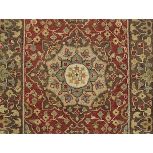 2'7"x20'1" Rust and Brown, Plush Pile, Hand Knotted, All Wool, Antiqued Tabriz Haji Jalili Design, Fine Weave, Vegetable Dyes, XL Runner Oriental Rug FWR394374