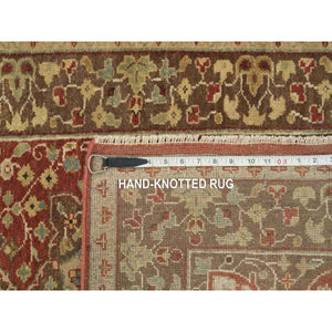 2'7"x20'1" Rust and Brown, Plush Pile, Hand Knotted, All Wool, Antiqued Tabriz Haji Jalili Design, Fine Weave, Vegetable Dyes, XL Runner Oriental Rug FWR394374