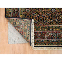 Load image into Gallery viewer, 4&#39;10&quot;x19&#39;10&quot; Obsidian Black, All Over Fish Mahi Herati Design, 175 KPSI, Organic Wool, Hand Knotted, Wide and Long Runner Oriental Rug FWR394788