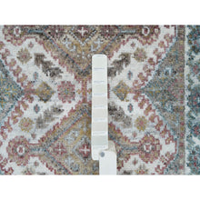 Load image into Gallery viewer, 2&#39;7&quot;x21&#39;9&quot; Vista White, Hand Knotted, Vegetable Dyes, 100% Wool, Shiraz Reimagined, Unique Flower Rosettes Border Design, Plush and Lush, XL Runner Sustainable Oriental Rug FWR394920