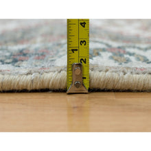 Load image into Gallery viewer, 2&#39;7&quot;x23&#39;7&quot; Frost White, Soft and Vibrant Pile, Shiraz Reimagined, Unique Flower Rosettes Border Design, Hand Knotted, Natural Dyes, Natural Wool, Sustainable, XL Runner Oriental Rug FWR394926