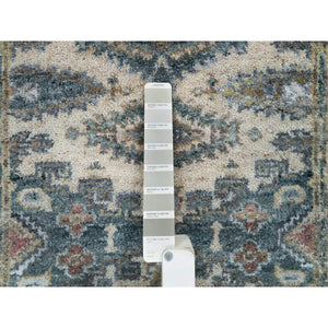 2'6"x17'10" Oyster White Soft Tones, Hand Knotted, Soft Pile, Reimagined Persian Viss Design, Organic Wool, Tone on Tone, XL Runner Oriental Rug FWR395304