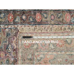 2'8"X23'10" Sangria Red, Hand Knotted, Pure Wool, Natural Dyes, Heriz Revival, Plush and Lush Soft Pile, XL Runner Oriental Rug FWR395334