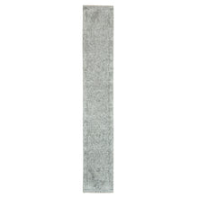 Load image into Gallery viewer, 2&#39;6&quot;x15&#39;10&quot; Goose Gray, Broken and Erased Persian Design, Hand Knotted, Wool and Silk, XL Runner Oriental Rug FWR395340
