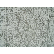 Load image into Gallery viewer, 2&#39;6&quot;x15&#39;10&quot; Goose Gray, Broken and Erased Persian Design, Hand Knotted, Wool and Silk, XL Runner Oriental Rug FWR395340