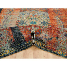 Load image into Gallery viewer, 9&#39;2&quot;x12&#39; Metallic Orange, Hand Knotted, Ancient Ottoman Erased Design, Ghazni Wool, Oriental Rug FWR395376