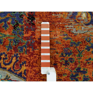 9'2"x12' Metallic Orange, Hand Knotted, Ancient Ottoman Erased Design, Ghazni Wool, Oriental Rug FWR395376