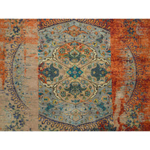 Load image into Gallery viewer, 9&#39;2&quot;x12&#39; Metallic Orange, Hand Knotted, Ancient Ottoman Erased Design, Ghazni Wool, Oriental Rug FWR395376