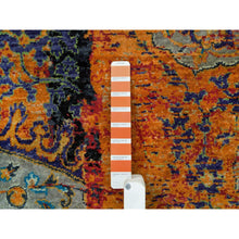 Load image into Gallery viewer, 8&#39;1&quot;x8&#39;1&quot; Metallic Orange, Hand Knotted, Ancient Ottoman Erased Design, Ghazni Wool, Square Oriental Rug FWR395418