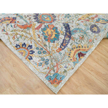Load image into Gallery viewer, 9&#39;x12&#39;1&quot; Tan Color, Hand Knotted, Sickle Leaf Design, Silk with Textured Wool, Oriental Rug FWR395436
