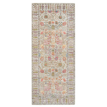 Load image into Gallery viewer, 4&#39;3&quot;x10&#39; Taupe, Directional Vase All Over Design, Silk With Textured Wool, Hand Knotted, Wide Runner Oriental Rug FWR395472