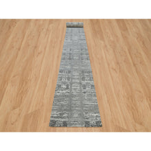 Load image into Gallery viewer, 2&#39;7&quot;x25&#39;6&quot; Ash Gray, Hand Spun Undyed Natural Wool, Hand Knotted, Modern Design, XL Runner Oriental Rug FWR395736