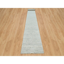 Load image into Gallery viewer, 2&#39;7&quot;x22&#39; Platinum Gray, Modern Design, Hand Spun Undyed Natural Wool, Hand Knotted, XL Runner Oriental Rug FWR395742