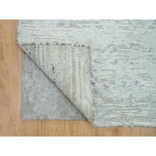Load image into Gallery viewer, 2&#39;7&quot;x22&#39; Platinum Gray, Modern Design, Hand Spun Undyed Natural Wool, Hand Knotted, XL Runner Oriental Rug FWR395742