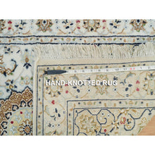 Load image into Gallery viewer, 2&#39;6&quot;x20&#39;6&quot; Powder White, 250 KPSI, Extra Soft Wool, Hand Knotted, Nain with Center Medallion Flower Design, XL Runner Oriental Rug FWR395964