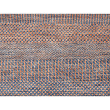 Load image into Gallery viewer, 9&#39;1&quot;x12&#39;2&quot; Denim Blue with Touches of Orange Grass Design Wool and Silk Hand Knotted Oriental Rug FWR396318