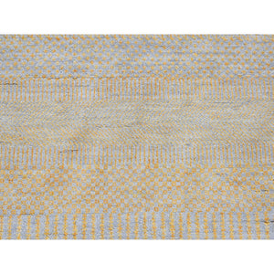 8'1"x9'8" Yellow Hand Knotted Grass Design Wool and Silk Oriental Rug FWR396336