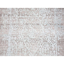 Load image into Gallery viewer, 2&#39;7&quot;x14&#39; Light Blue Wool and Pure Silk Hand Knotted Broken Persian Design Oriental XL Runner Rug FWR401928