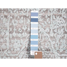 Load image into Gallery viewer, 2&#39;7&quot;x14&#39; Light Blue Wool and Pure Silk Hand Knotted Broken Persian Design Oriental XL Runner Rug FWR401928