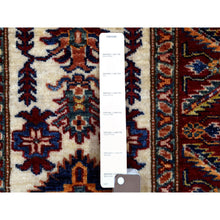 Load image into Gallery viewer, 2&#39;1&quot;x2&#39;9&quot; Tribal Design Super Kazak Soft Organic Wool Hand Knotted Ivory with Pop of Color Oriental Mat Rug FWR408660