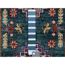 Load image into Gallery viewer, 2&#39;6&quot;x4&#39;2&quot; Hand Knotted Super Kazak with Triple Medallions Design Extra Soft Wool Dark Green Oriental Rug FWR408990