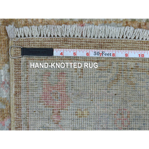 2'7"x17'2" Hand Knotted Almond Brown Angora Oushak with Faded Out Cypress and Willow Tree Design Soft and Pliable Wool Oriental XL Runner Rug FWR419166