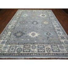 Load image into Gallery viewer, 9&#39;x12&#39; Stone Gray, Afghan Wool Hand Knotted, Fine Peshawar, Heriz Design Small Animal and Human Figurines, Densely Woven Oriental Rug FWR428706
