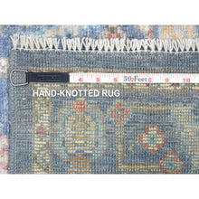Load image into Gallery viewer, 2&#39;8&quot;x16&#39;4&quot; Denim Blue Afghan Wool Hand Knotted Angora Oushak With Colorful Leaf Design Natural Dyes XL Runner Oriental Rug FWR430584