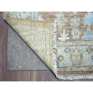 2'10"x17'1" Walnut Brown Flowing And Open Design Angora Ushak Natural Dyes, Afghan Wool Hand Knotted Runner Oriental Rug FWR431280