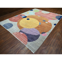 Load image into Gallery viewer, 9&#39;1&quot;x12&#39; Colorful, The Circles, Densely Woven, Hand Knotted, Natural Dyes, Soft and Shiny Wool Oriental Rug FWR433572