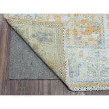 Load image into Gallery viewer, 2&#39;6&quot;x19&#39;2&quot; Faded Orange Hand Knotted Afghan Angora Oushak with Branch and Flower Design Natural Dyes, Soft Wool Runner Oriental Rug FWR437028