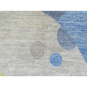 9'1"x12' Colorful, Modern The Circles Design, Natural Dyes Dense Weave, Soft and Velvety Wool Hand Knotted, Oriental Rug FWR437298