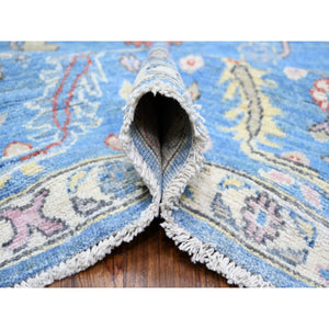 8'3"x10'8" Little Boy Blue, Afghan Angora Oushak with All Over Vines and Motifs Natural Dyes, Soft Wool Hand Knotted, Oriental Rug FWR441192
