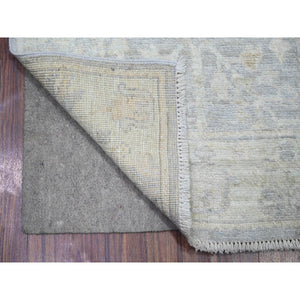 2'8"x19'2" Ash Gray, Natural Dyes, 100% Wool, Hand Knotted, Afghan Angora Oushak with Faded Colors, XL Runner Oriental Rug FWR443952