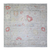 Load image into Gallery viewer, 9&#39;10&quot;x9&#39;10&quot; Steel Blue, Hand Knotted 100% Wool, Natural Dyes Afghan Angora Oushak with Soft Colors, Square Oriental Rug FWR445032