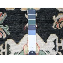 Load image into Gallery viewer, 9&#39;x12&#39; Gunmetal Black, Hand Knotted Soft Wool Afghan Angora Oushak with Pop of Colors Natural Dyes, Oriental Rug FWR446394