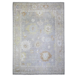 10'x13'10" Chrome Gray, Hand Knotted, Afghan Angora Oushak with Large Floral Pattern, Natural Dyes, Soft Wool, Oriental Rug FWR446754